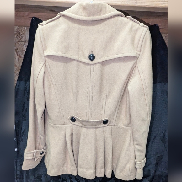 Express Wool Beige Pea Coat Size Medium EUC - Picture 6 of 8